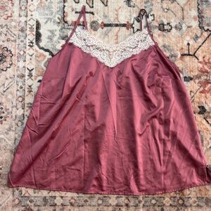 Elegant Lace Trim Satin Camisole - Mauve